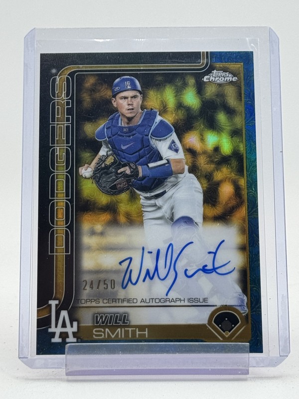 WILL SMITH 2025 TOPPS CHROME GILDED GOLD BLUE AUTO /50 #CGA-WS DODGERS Q6785