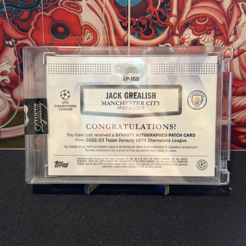 2022-23 Topps Dynasty UCL Jack Grealish Auto Patch Black /5 SEALED view 2