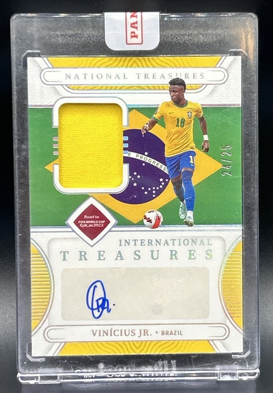 2022 National Treasures FIFA Road World Cup Vinicius Jr Patch Auto Sealed/25