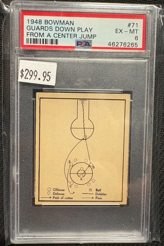 1948 Bowman Guards Down Play From A Center Jump PSA 6 EX-MT Vintage Basketball