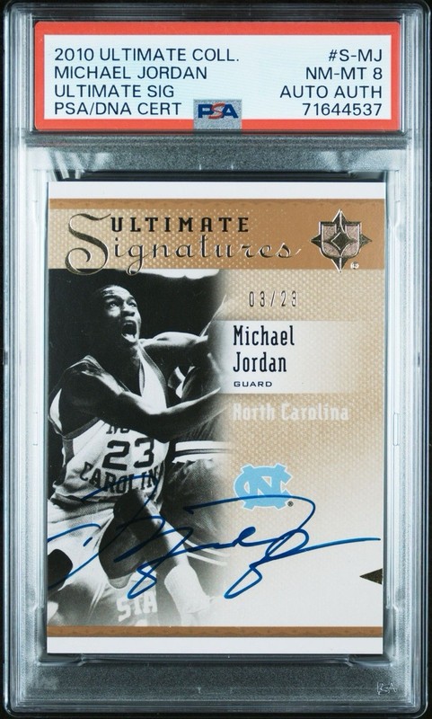 2010 Ultimate Collection Signatures #S-MJ Michael Jordan Auto #03/23 PSA 8
