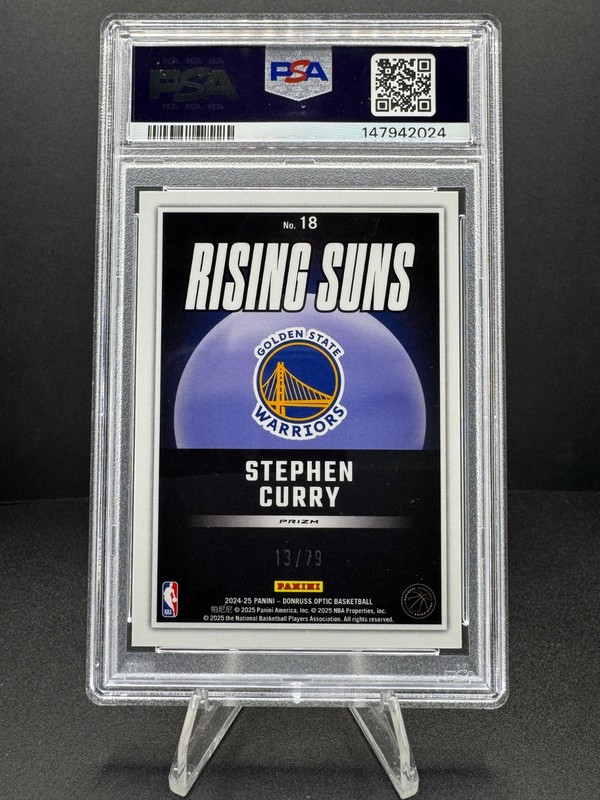 2024-25 Donruss Optic Stephen Curry Rising Suns Pink Velocity /79 PSA 10 Warrior view 2