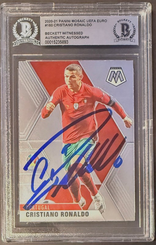 2020-21 Panini Mosaic EURO 2020 #160 Cristiano Ronaldo Beckett Authentic AUTO