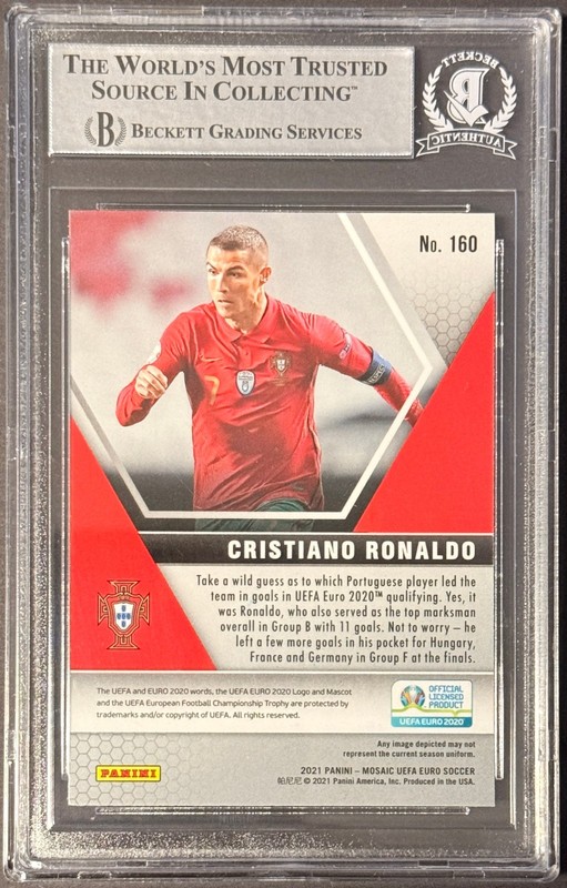 2020-21 Panini Mosaic EURO 2020 #160 Cristiano Ronaldo Beckett Authentic AUTO view 2