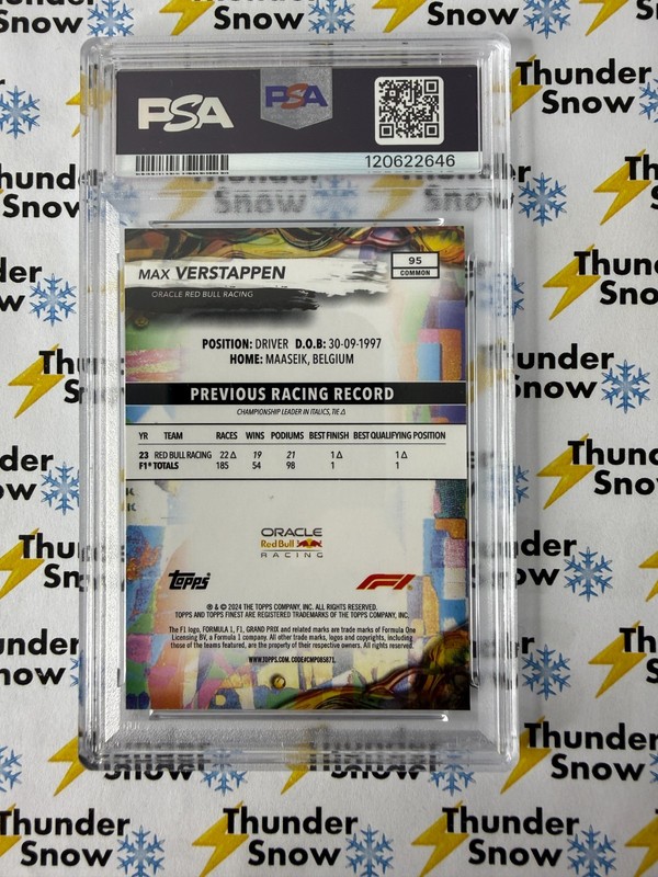 2024 Topps Finest Formula 1 F1 #95 Max Verstappen PSA 10 view 2