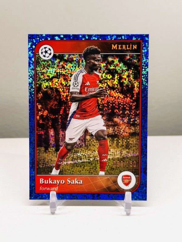 Bukayo Saka /150 2024-25 Topps Merlin Uefa Club Competitions - #7 Blue Speckle