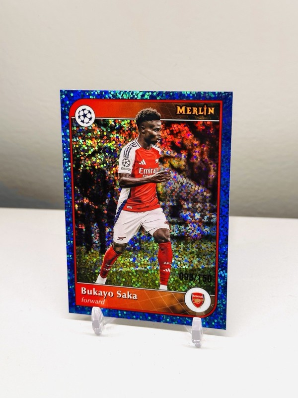 Bukayo Saka /150 2024-25 Topps Merlin Uefa Club Competitions - #7 Blue Speckle view 2