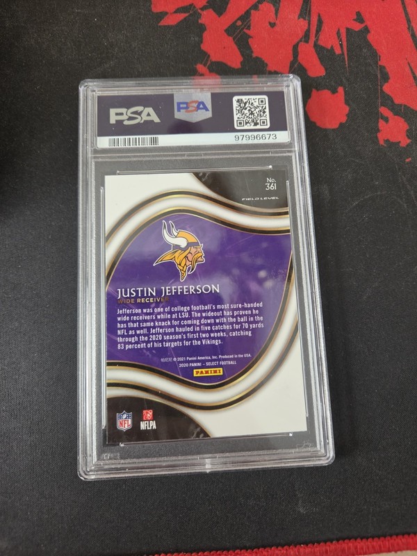 2020 Panini Select #361 Justin Jefferson Rc PSA 10 view 2