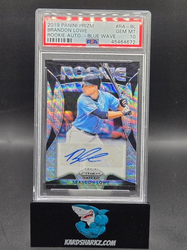 2019 Panini Prizm Brandon Lowe Rookie Auto Blue Wave /60 PSA 10