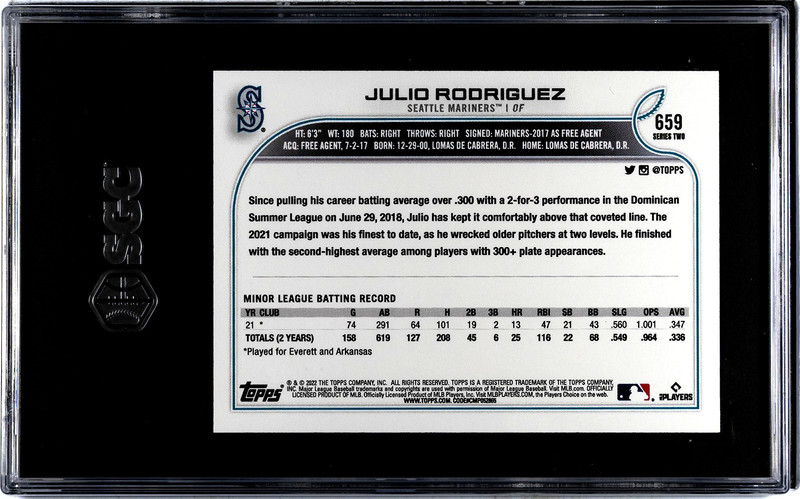 2022 Topps Series 2 - Image Variation - Julio Rodriguez #659 (RC) (SP) SGC 9 view 2
