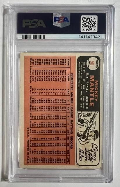 1966 Topps - Mickey Mantle #50 PSA 3 view 2