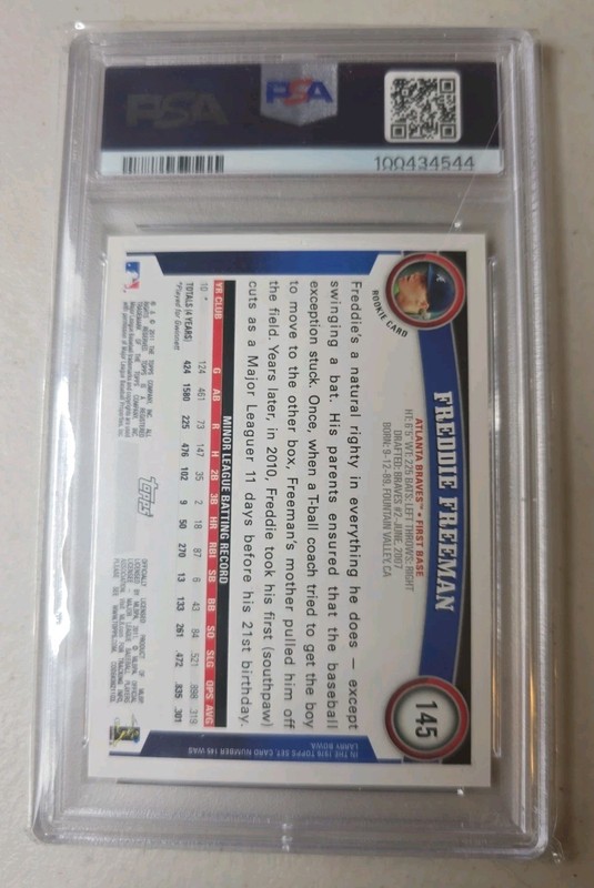 2011 Topps Freddie Freeman #145 RC Braves Rookie GEM-MT PSA 10 view 2