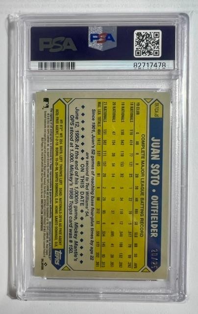 2022 Topps Update Juan Soto 1987 Chrome Silver Packs Auto #20/25 PSA 10 view 2