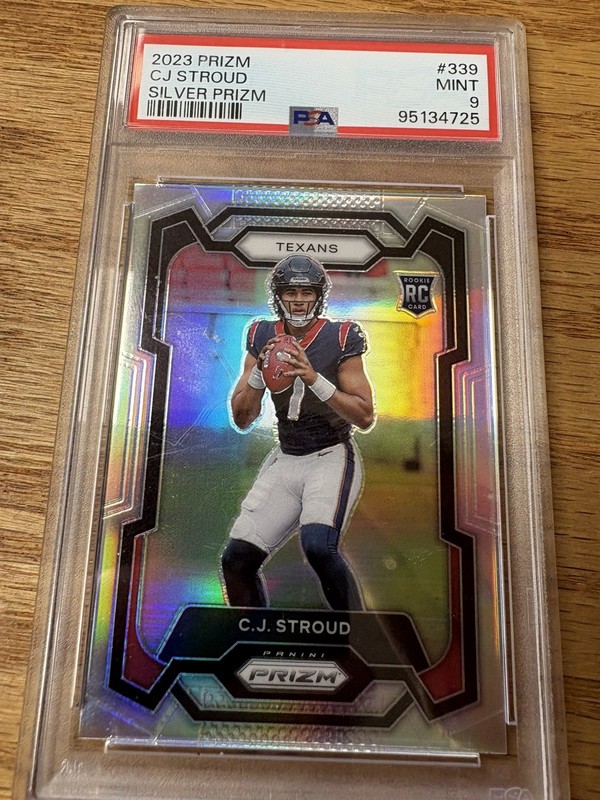 C.J. Stroud 2023 Panini Prizm Silver Prizm RC #339 Houston Texans PSA Mint 9 view 1