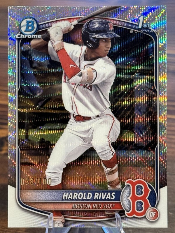 2025 1st Bowman Chrome Prospects /100 Ray Wave Refractor Harold Rivas #BCP-216