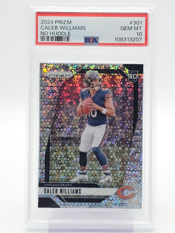 CALEB WILLIAMS 2024 PRIZM NO HUDDLE ROOKIE #301 BEARS GEM MINT PSA 10 Q3414