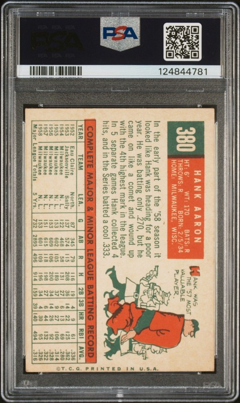 1959 Topps Hank Aaron #380 PSA 4 (MC) Milwaukee Braves HOF Vintage view 2