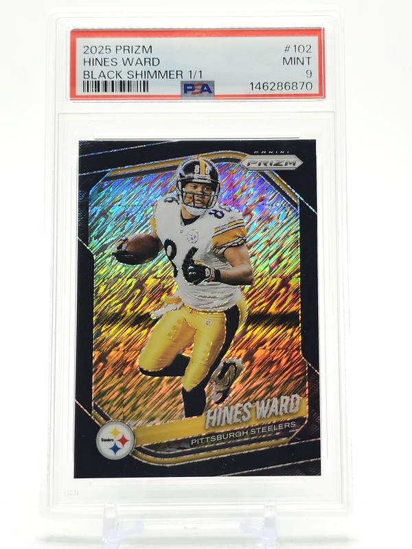 HINES WARD 2025 PRIZM BLACK SHIMMER 1/1 #102 PSA 9 Q1198
