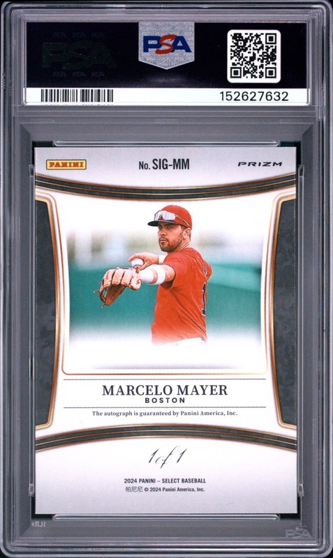 2024 Panini Select #SIG-MM Marcelo Mayer Signature Gold Vinyl Auto 1/1 PSA 9 view 2