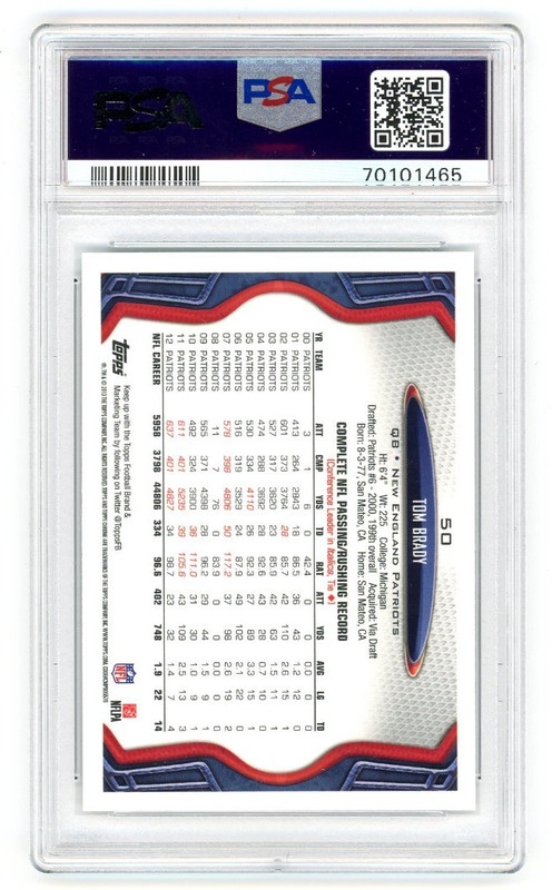 2013 Topps Chrome TOM BRADY PSA 10 White Jersey #50 view 2