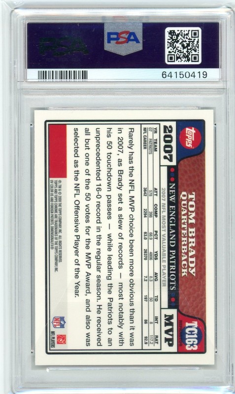 2008 Topps Chrome Refractor TOM BRADY PSA 9 #TC163 view 2