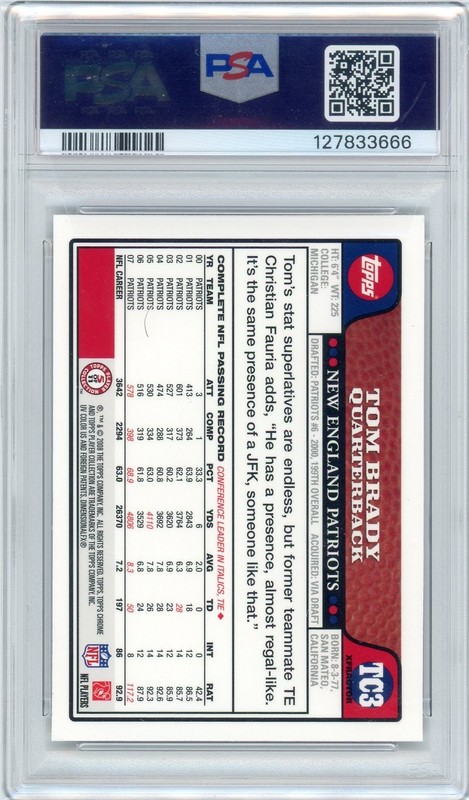2008 Topps Chrome TOM BRADY PSA 9 XFractor #TC3 view 2