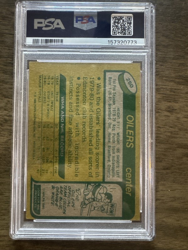 1980 Topps Wayne Gretzky #250 PSA-4 view 2
