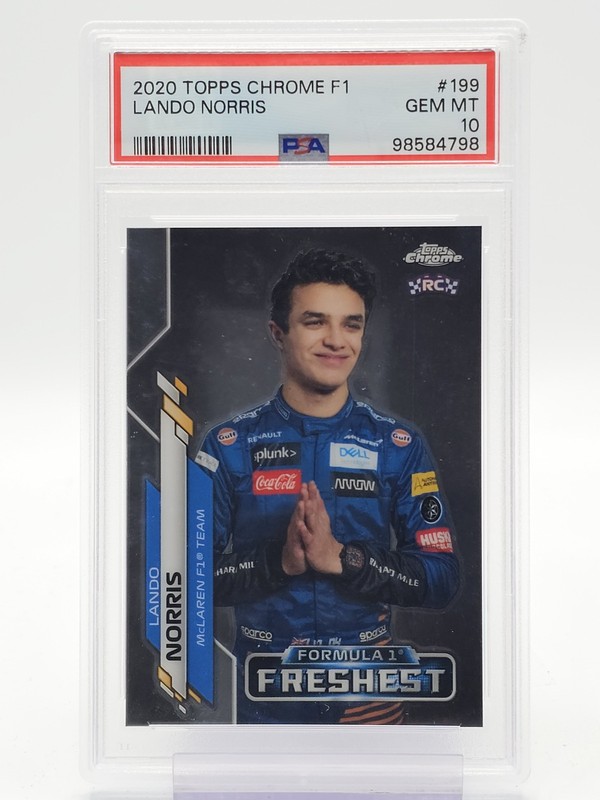 LANDO NORRIS 2020 TOPPS CHROME F1 FRESHEST ROOKIE #199 PSA 10 Q6911
