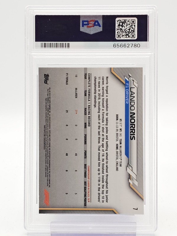 LANDO NORRIS 2020 TOPPS CHROME F1 ROOKIE #7 MCLAREN PSA 10 Q6911 view 2