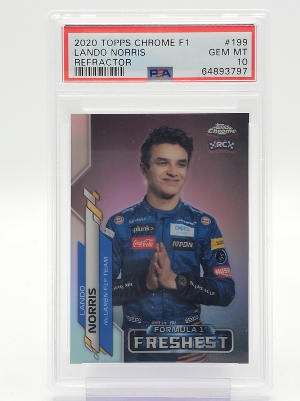 LANDO NORRIS 2020 TOPPS CHROME F1 REFRACTOR ROOKIE #199 MCLAREN PSA 10 Q6911