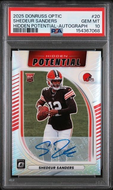 SHEDEUR SANDERS 2025 DONRUSS OPTIC #20 HIDDEN POTENTIAL AUTO PSA 10 /199