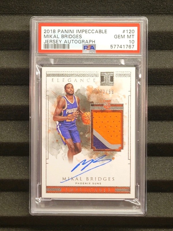 2018 Mikal Bridges Impeccable True RPA /99 ROOKIE PATCH AUTO PSA 10