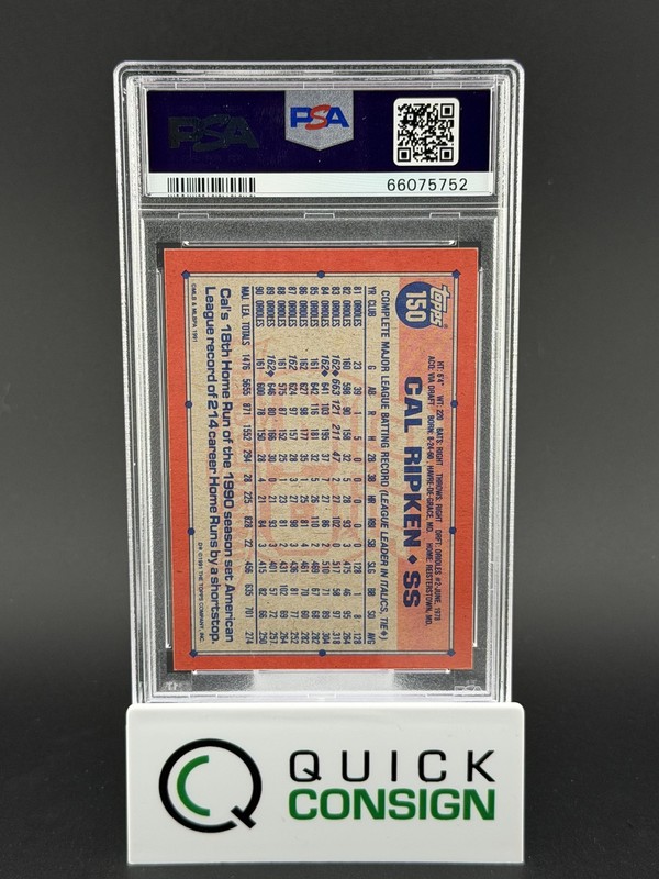 CAL RIPKEN JR 1991 TOPPS DESERT SHIELD #150 PSA 9 Q6995 view 2