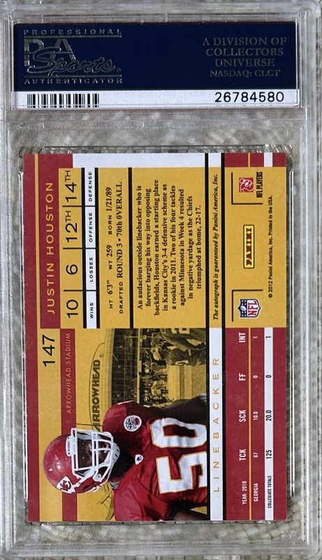 2011 PLAYOFF CONTENDERS AUTO JUSTIN HOUSTON RC PSA 10 POP 3 view 2