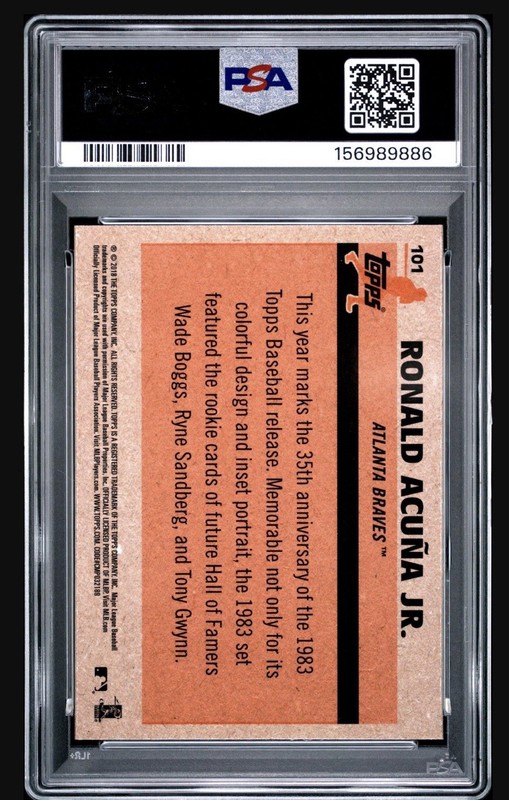 Topps 2018 Silver Pack - 1983 Chrome Promo Ronald Acuna Jr. #101  PSA 10 GEM view 2