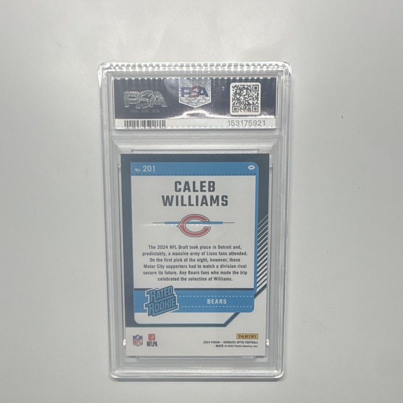 2024 Panini Donruss Optic Rated Rookie Caleb Williams PSA 9 view 2