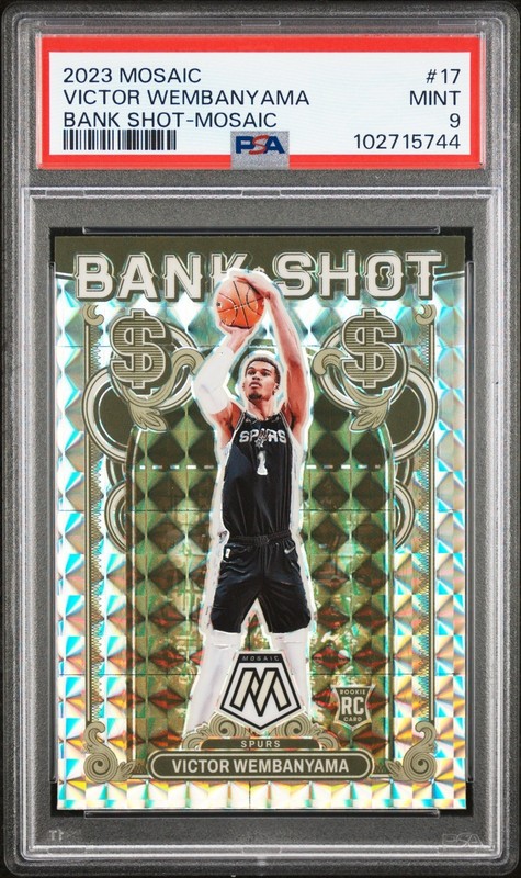 2023-24 Mosaic RC Victor Wembanyama PSA 9 "Bank Shot" Mosaic Prizm SA Spurs #17