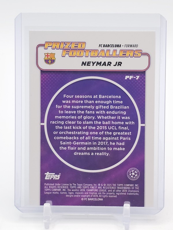 NEYMAR JR 2024-25 TOPPS FINEST PRIZED FOOTBALLERS #PF-7 FC BARCELONA Q4193 view 2