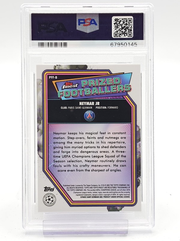 NEYMAR JR 2021-22 FINEST UCL PRIZED FOOTBALLERS ORANGE/RED #PFF-8 PSA 10 Q1969 view 2