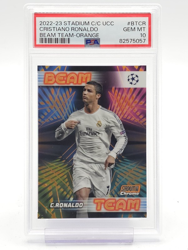 CRISTIANO RONALDO 2022-23 STADIUM CLUB BEAM TEAM ORANGE /25 #BT-CR PSA 10 Q1969