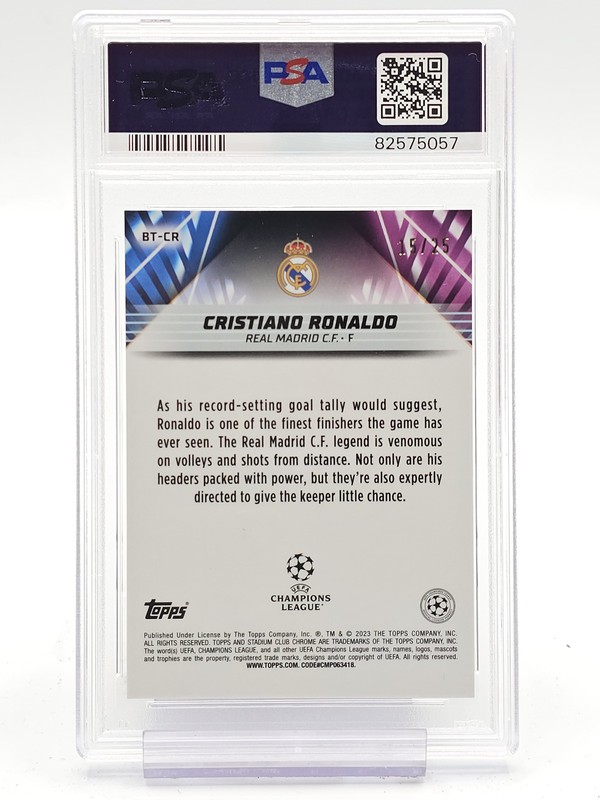 CRISTIANO RONALDO 2022-23 STADIUM CLUB BEAM TEAM ORANGE /25 #BT-CR PSA 10 Q1969 view 2