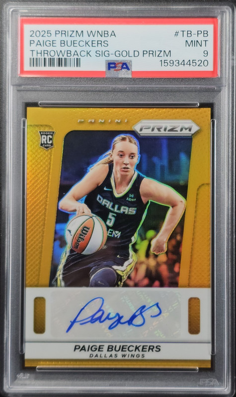 PAIGE BUECKERS 2025-26 PRIZM WNBA GOLD THROWBACK SIGNATURES RC AUTO 10/10 PSA 9