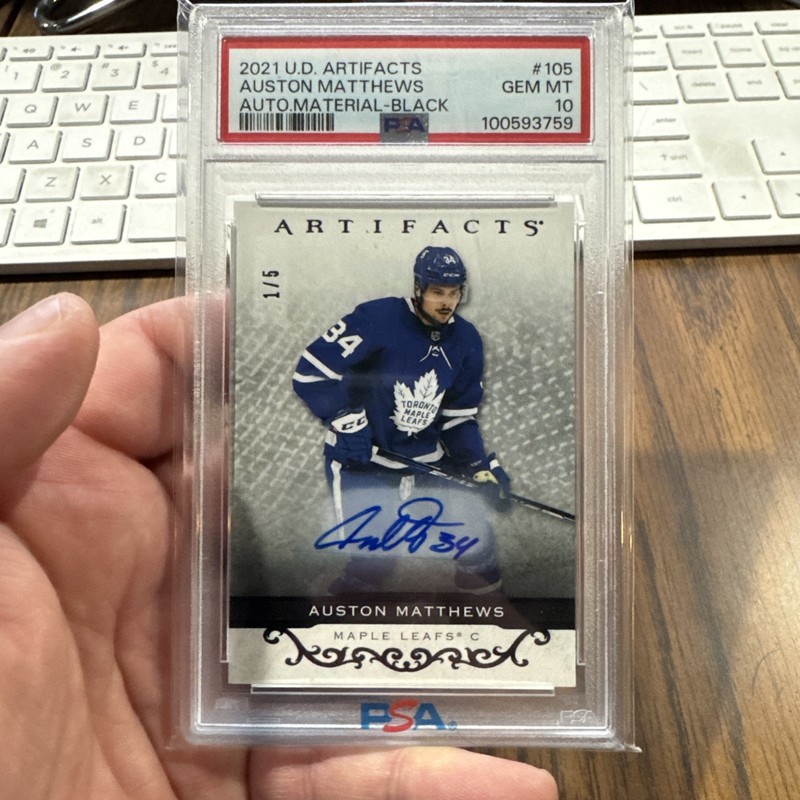 Auston Matthews 2021 Upper Deck Artifacts AUTO 1/5 PSA Gem 10 POP 1 
