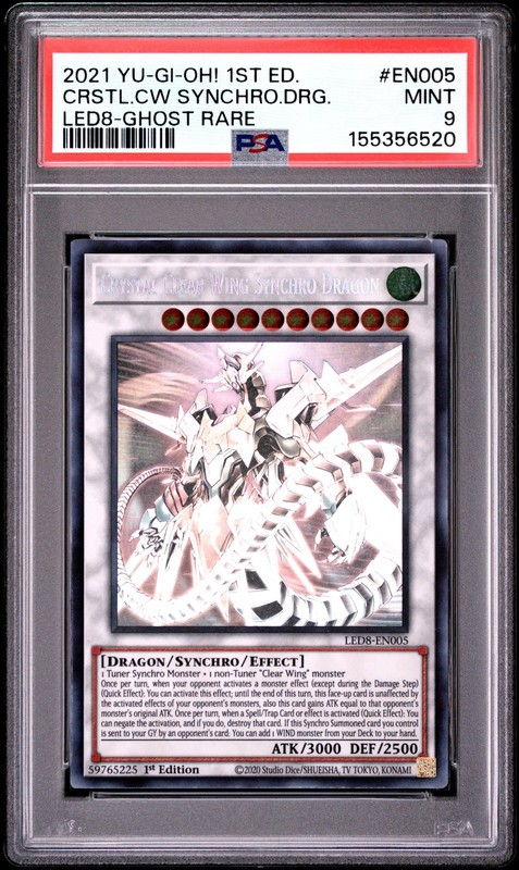 Crystal Clear Wing Synchro Dragon LED8-EN005 1st Ed-ghost Rare Yugioh PSA 9 *520
