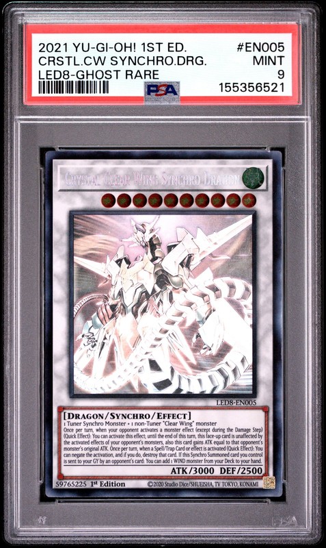 Crystal Clear Wing Synchro Dragon LED8-EN005 1st Ed-ghost Rare Yugioh PSA 9 *521