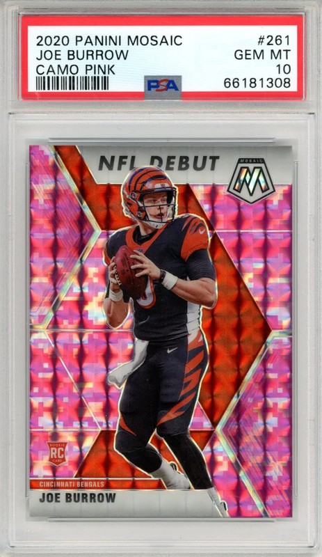 2020 Panini Mosaic Joe Burrow Camo Pink #261 PSA 10