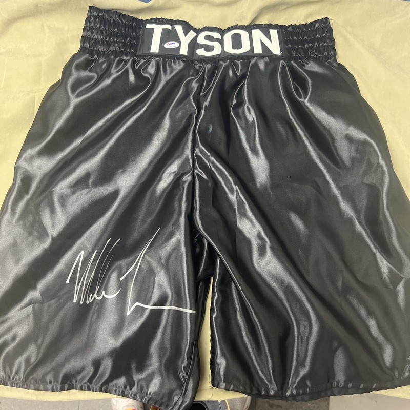 Mike Tyson Signed  Inscribed Title Boxing Trunks PSA DNA - PSA/DNA