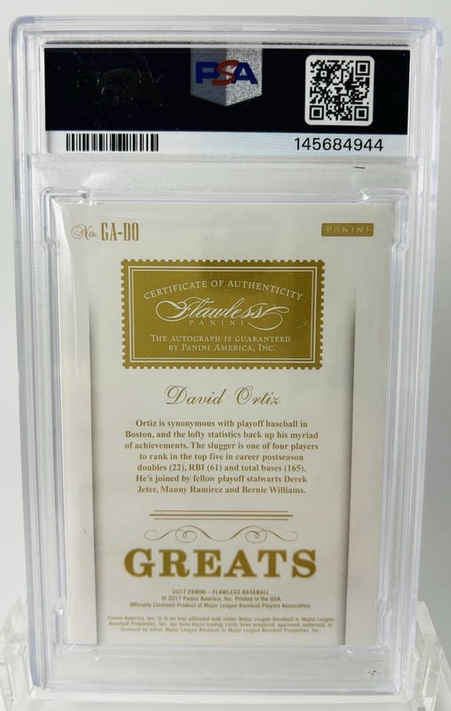 2017 Panini Flawless Auto David Ortiz Greats Auto Ruby view 2