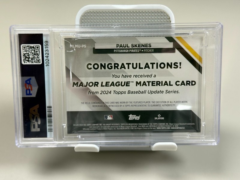 2024 Topps Paul Skenes ROOKIE Gold /50 Jersey Patch Relic PSA 9 POP 3 NO PSA 10! view 2