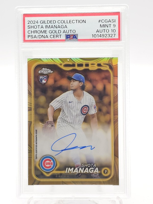SHOTA IMANAGA 2024 TOPPS GILDED CHROME GOLD ROOKIE AUTO /35 #CGA-SI PSA 9 Q4247